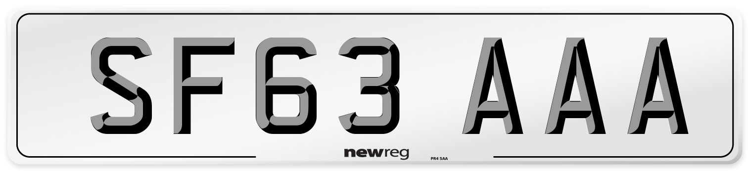 SF63 AAA Number Plate from New Reg